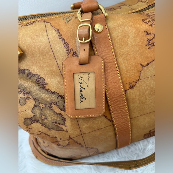 Alviero Martini 1A Classe Geo Map Men’s Travel Duffel Weekender Bag 19” FULL SET - Picture 11 of 17